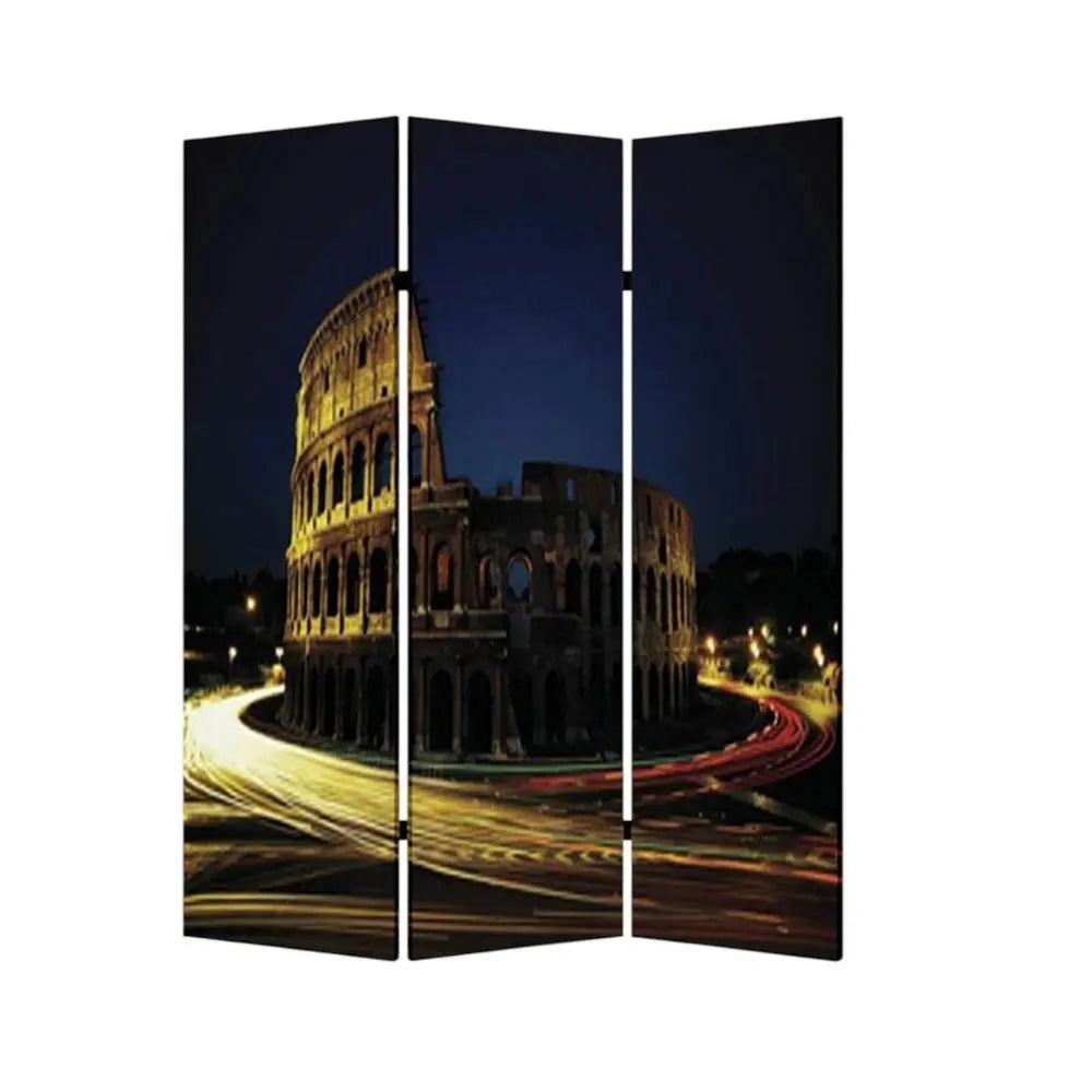 48" X 72" Multi Color Wood Canvas Rome Screen - NOBLE HOME INTERIORS