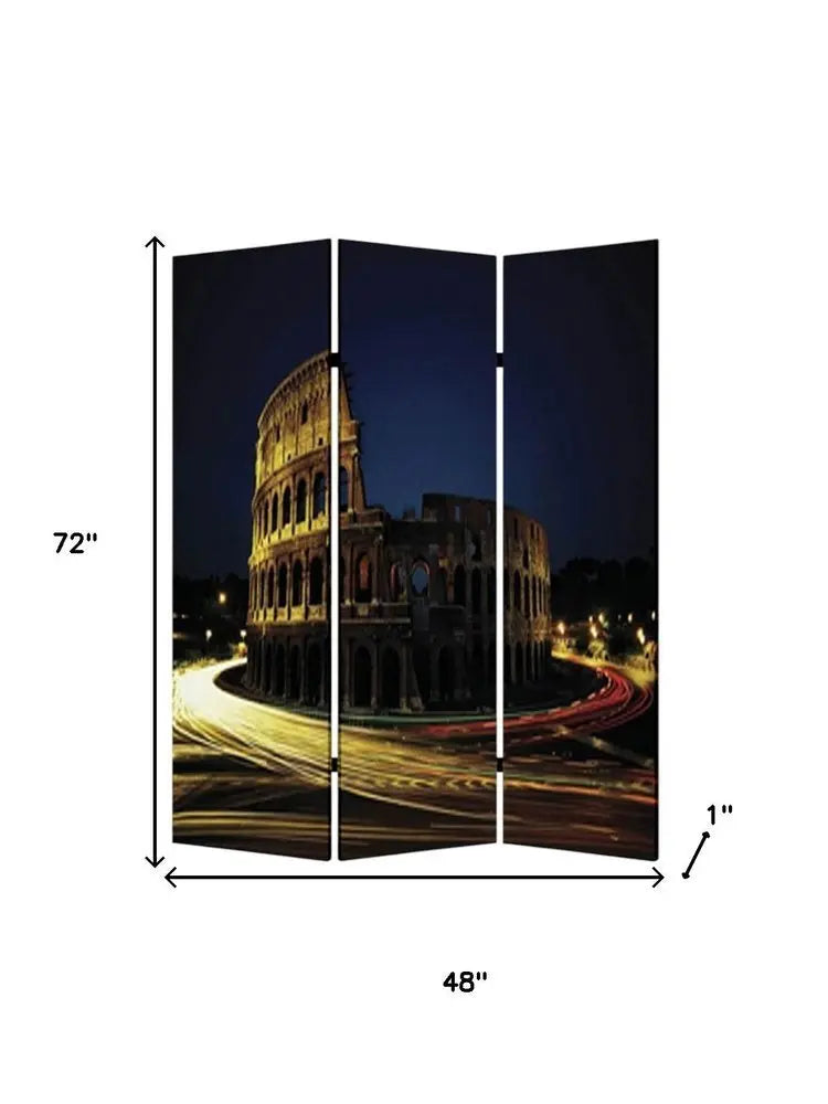 48" X 72" Multi Color Wood Canvas Rome Screen - NOBLE HOME INTERIORS