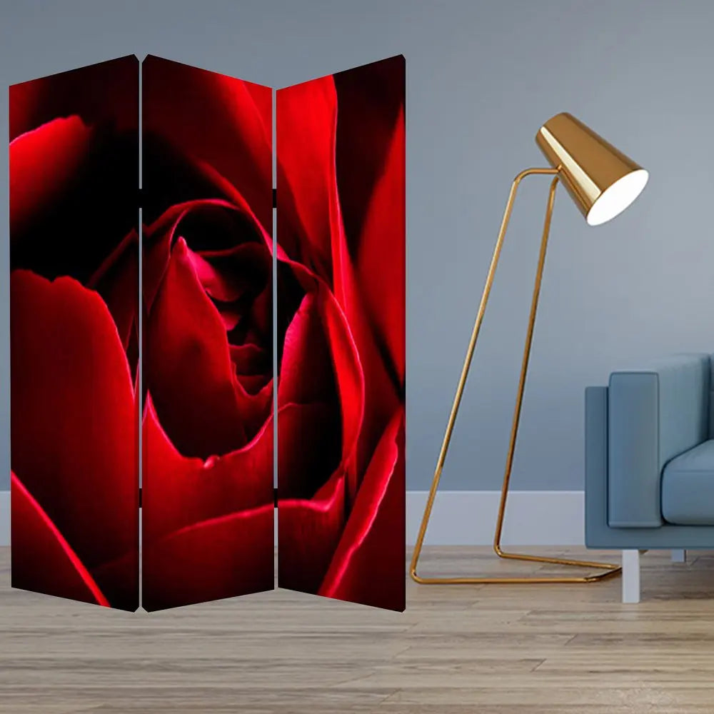 48 X 72 Multi Color Wood Canvas Rose Screen - NOBLE HOME INTERIORS