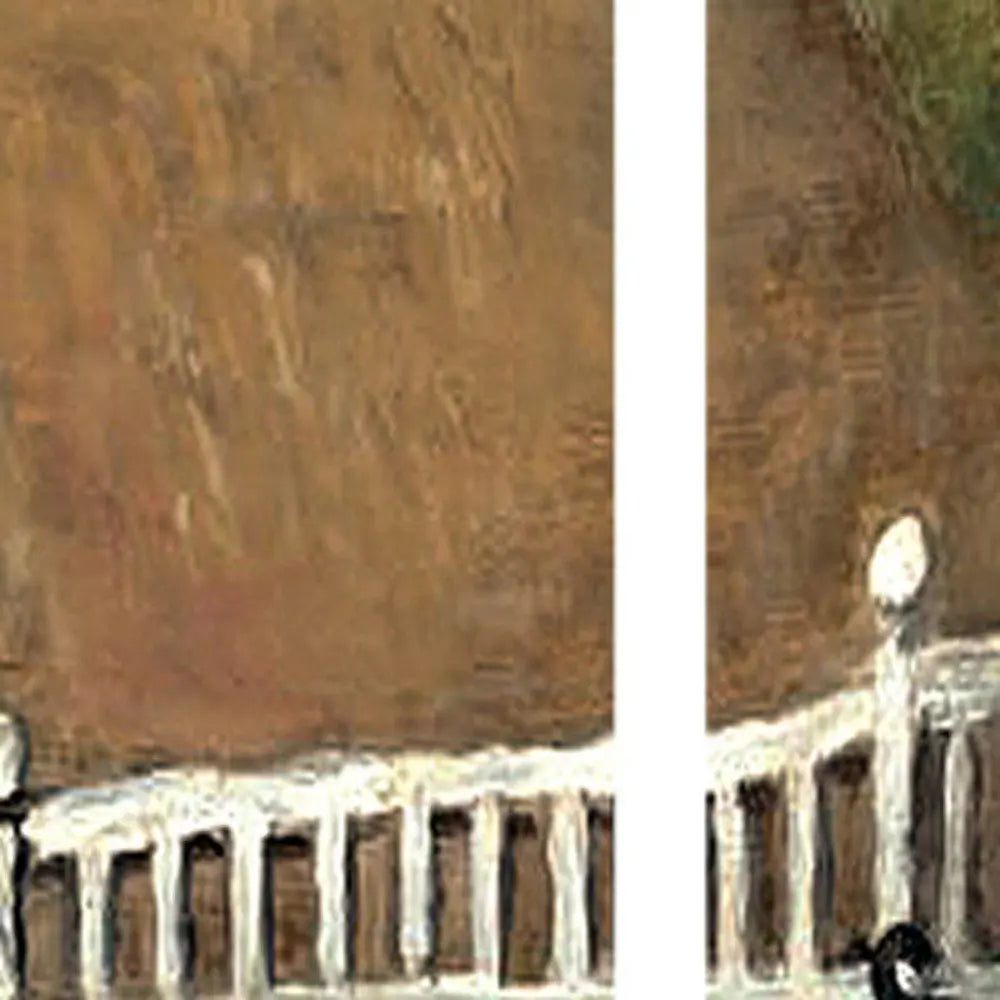 48 X 72 Multi Color Wood Canvas Seaside Town Slate Screen - NOBLE HOME INTERIORS