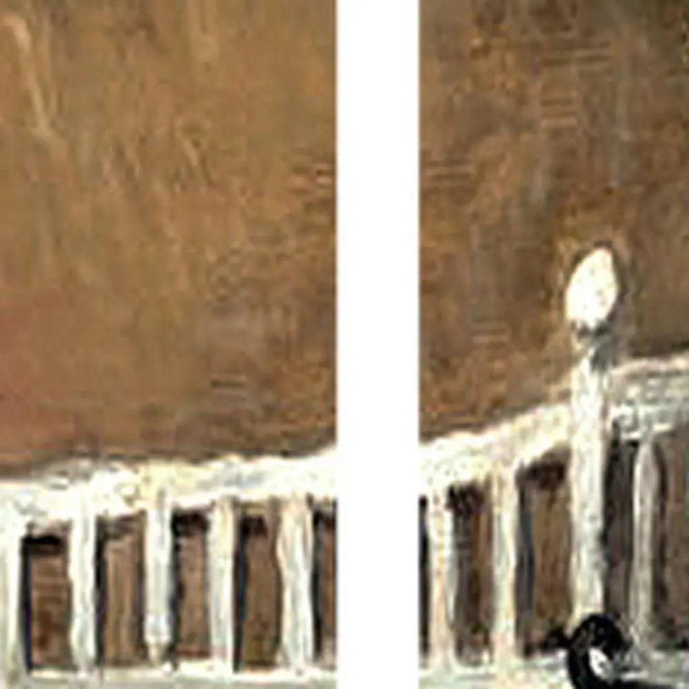 48 X 72 Multi Color Wood Canvas Seaside Town Slate Screen - NOBLE HOME INTERIORS