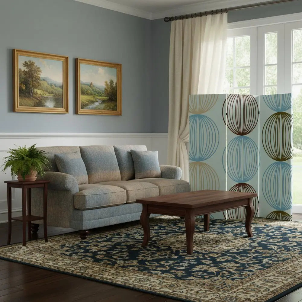 48 X 72 Multi Color Wood Canvas Sphere Screen - NOBLE HOME INTERIORS