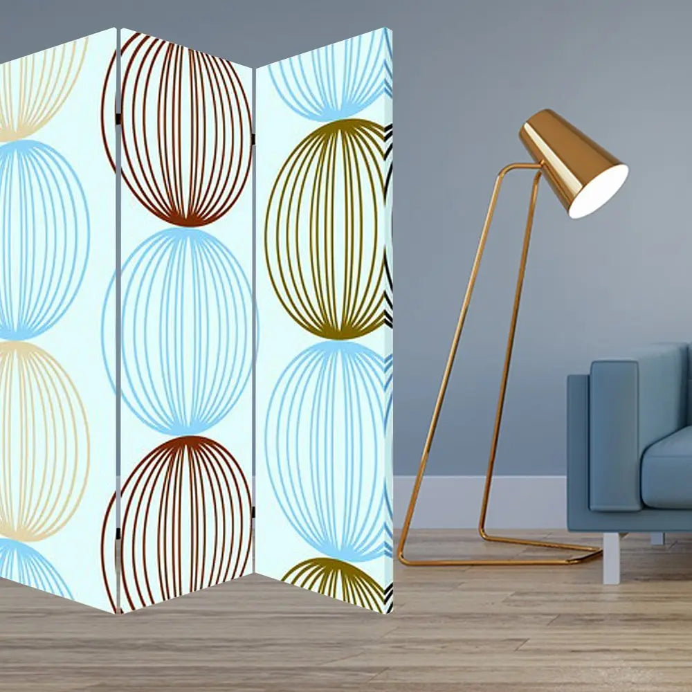 48 X 72 Multi Color Wood Canvas Sphere Screen - NOBLE HOME INTERIORS
