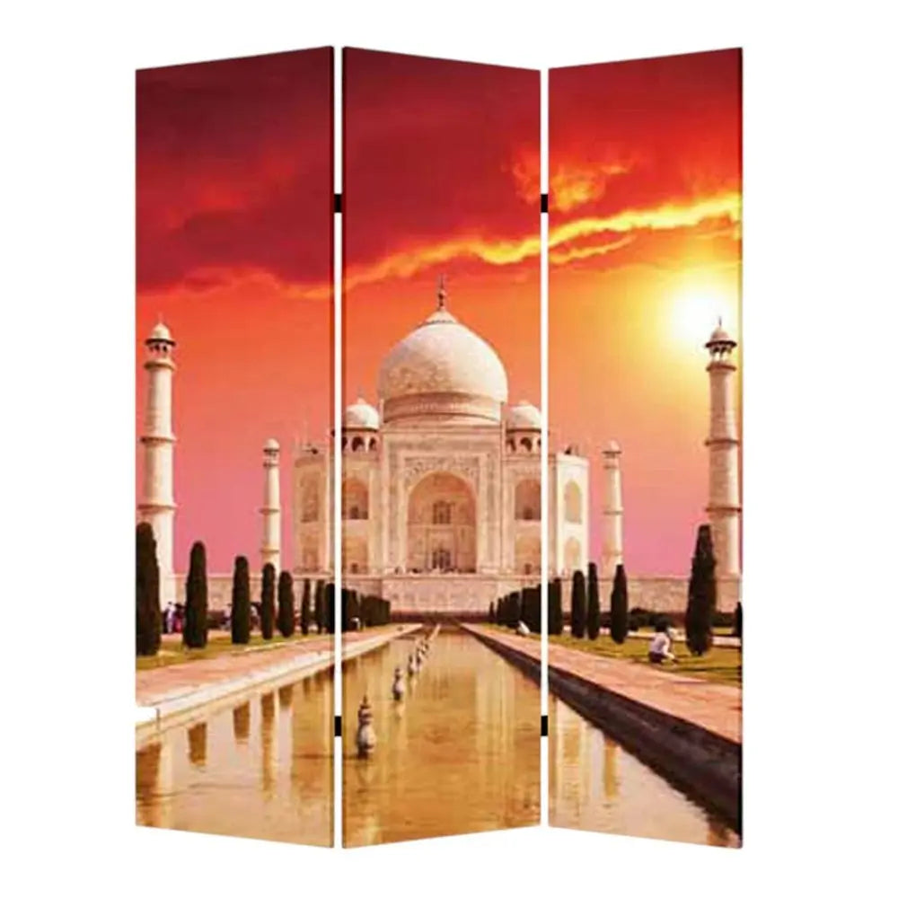 48" X 72" Multi Color Wood Canvas Taj Mahal Screen - NOBLE HOME INTERIORS