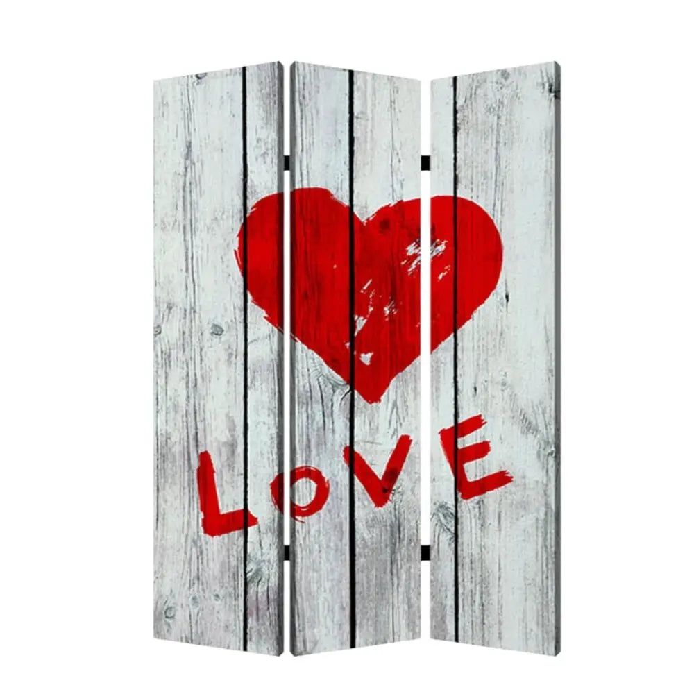 48" X 72" Multi Color Wood Canvas Valentine Screen - NOBLE HOME INTERIORS