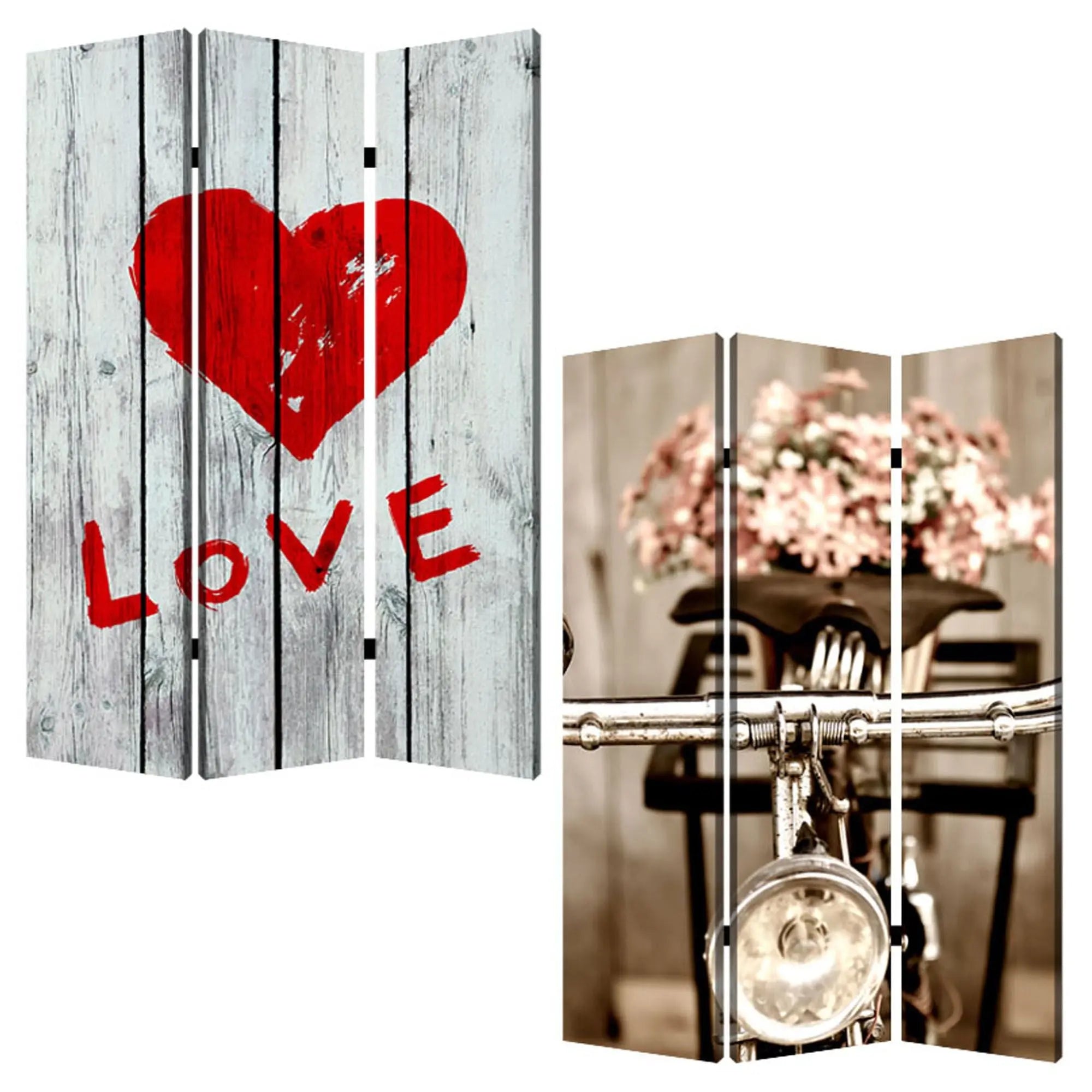 48" X 72" Multi Color Wood Canvas Valentine Screen - NOBLE HOME INTERIORS