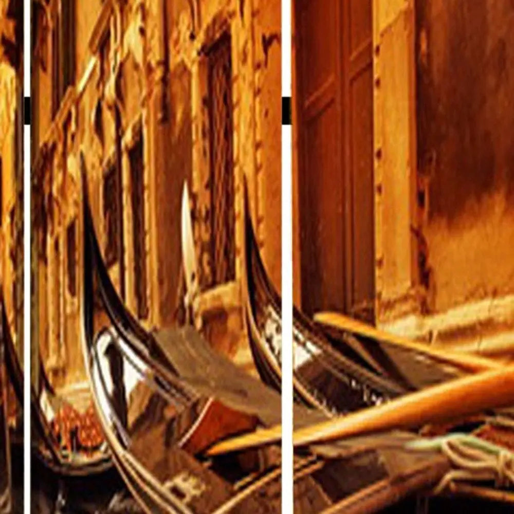 48" X 72" Multi Color Wood Canvas Venice Screen - NOBLE HOME INTERIORS