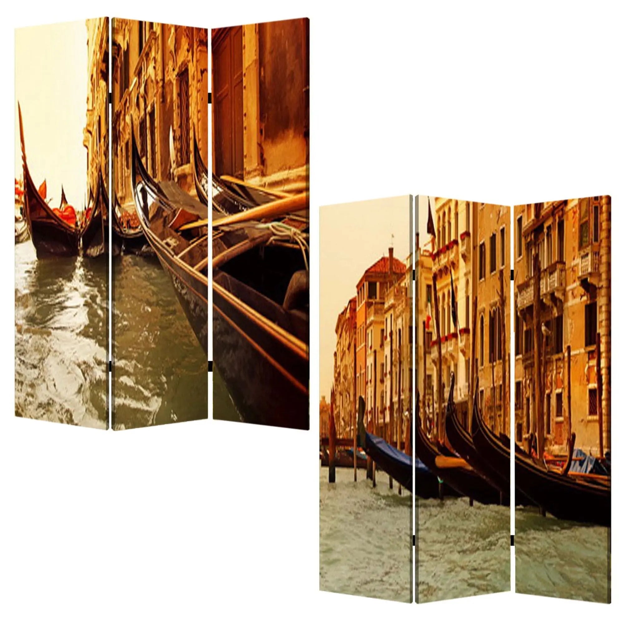 48" X 72" Multi Color Wood Canvas Venice Screen - NOBLE HOME INTERIORS