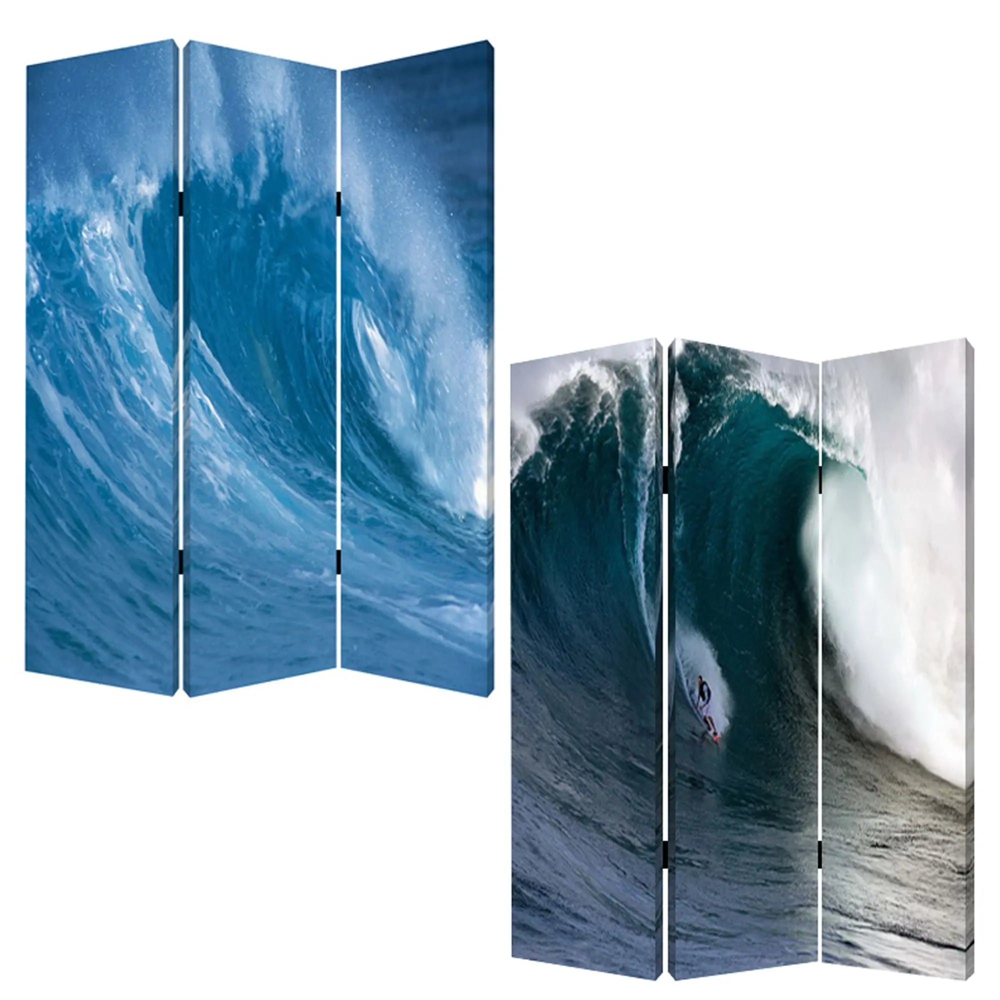 48 X 72 Multi Color Wood Canvas Wave Screen - NOBLE HOME INTERIORS