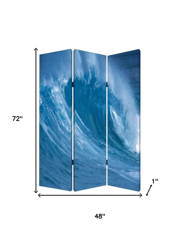 48 X 72 Multi Color Wood Canvas Wave Screen - NOBLE HOME INTERIORS
