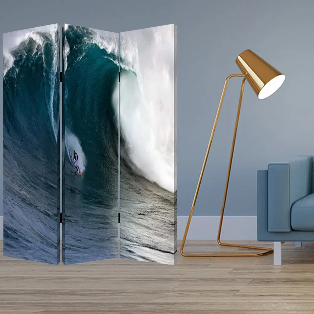 48 X 72 Multi Color Wood Canvas Wave Screen - NOBLE HOME INTERIORS