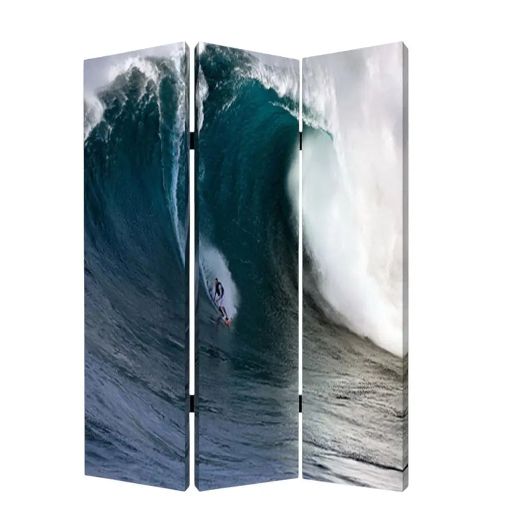 48 X 72 Multi Color Wood Canvas Wave Screen - NOBLE HOME INTERIORS