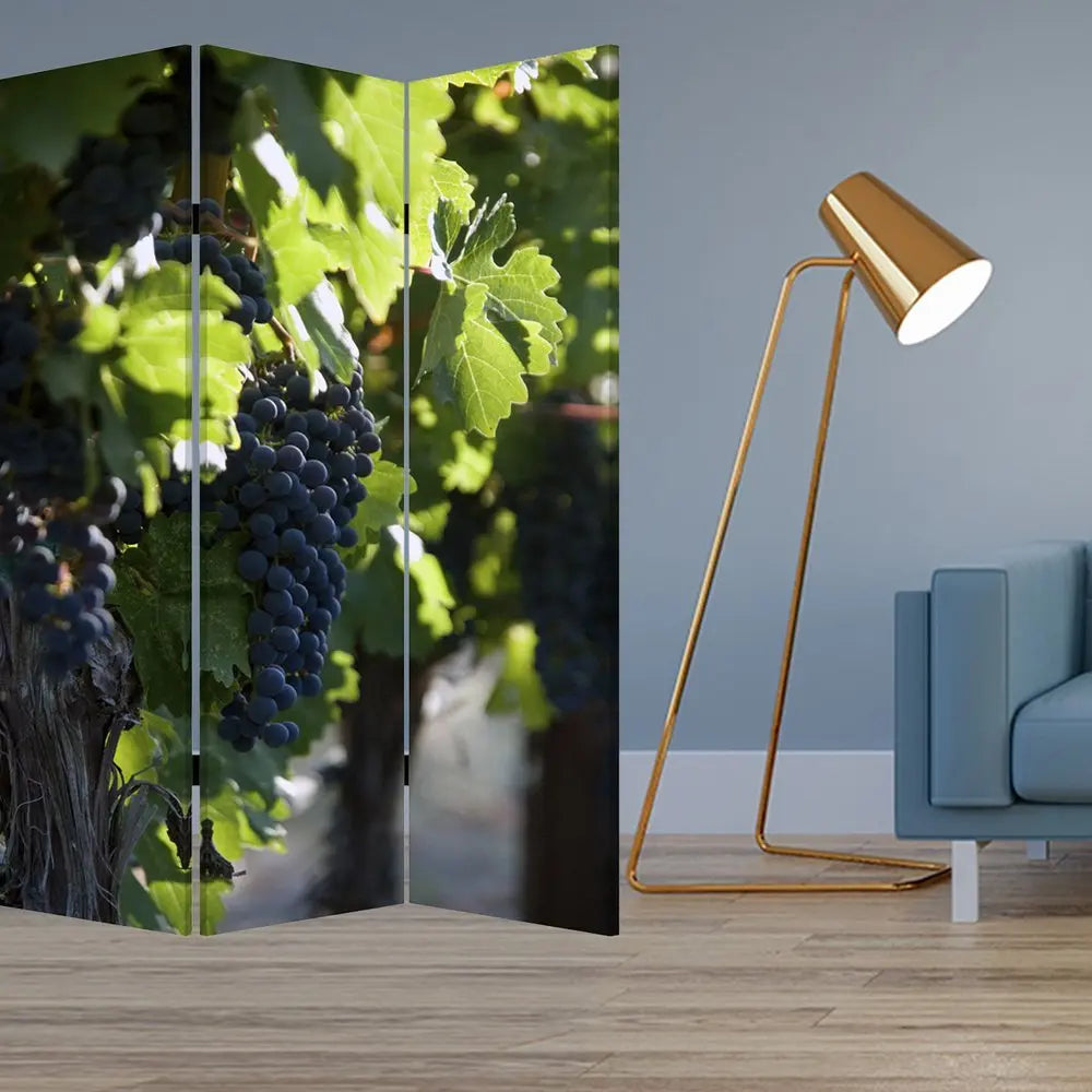 48" X 72" Multi Color Wood Canvas Wine Country Screen - NOBLE HOME INTERIORS