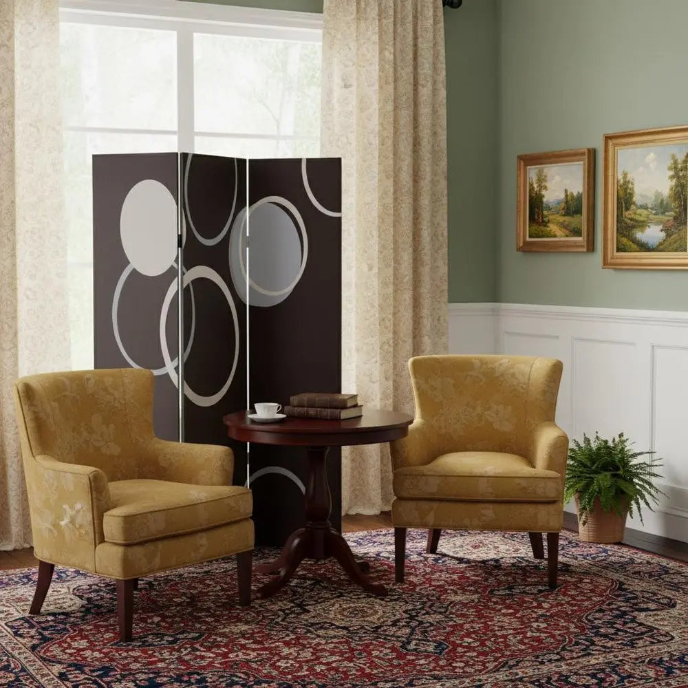 48" X 72" Muti Color Black Metal 3 Panel Screen - NOBLE HOME INTERIORS