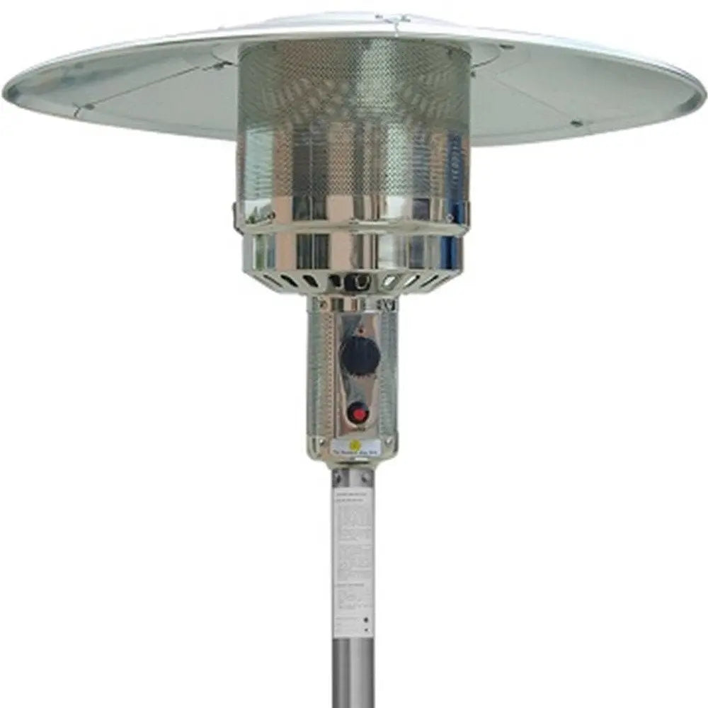 48000 BTU Silver Steel Propane Cylindrical Pole Standing Patio Heater - NOBLE HOME INTERIORS