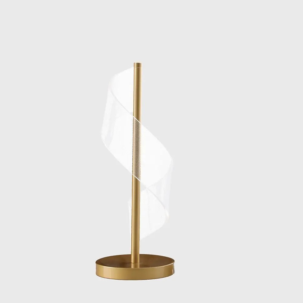 19" Gold Modern Swirl Metal and  Acrylic LED Table Lamp HomeRoots