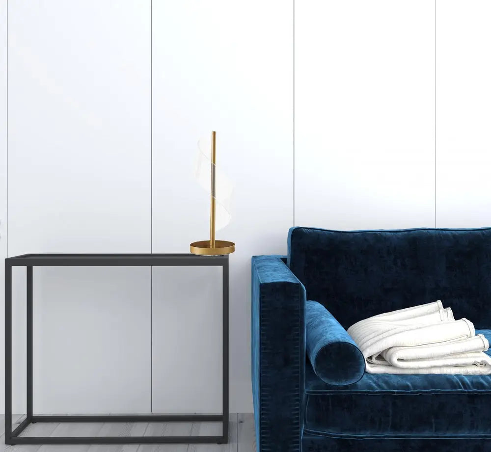 19" Gold Modern Swirl Metal and  Acrylic LED Table Lamp HomeRoots