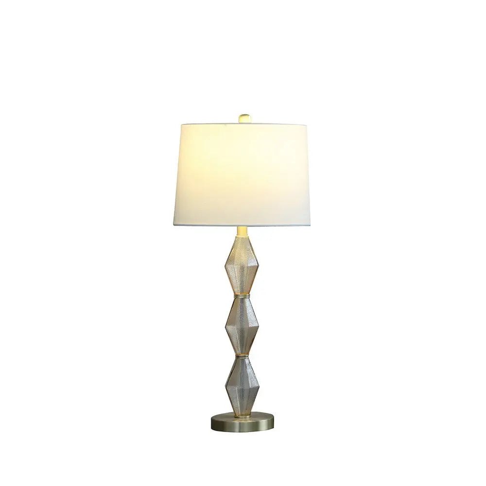 30" Brushed Gold Geo Glass Table Lamp With Shade HomeRoots