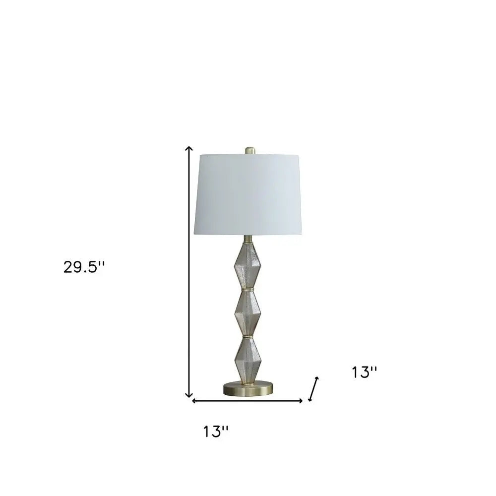 30" Brushed Gold Geo Glass Table Lamp With Shade HomeRoots