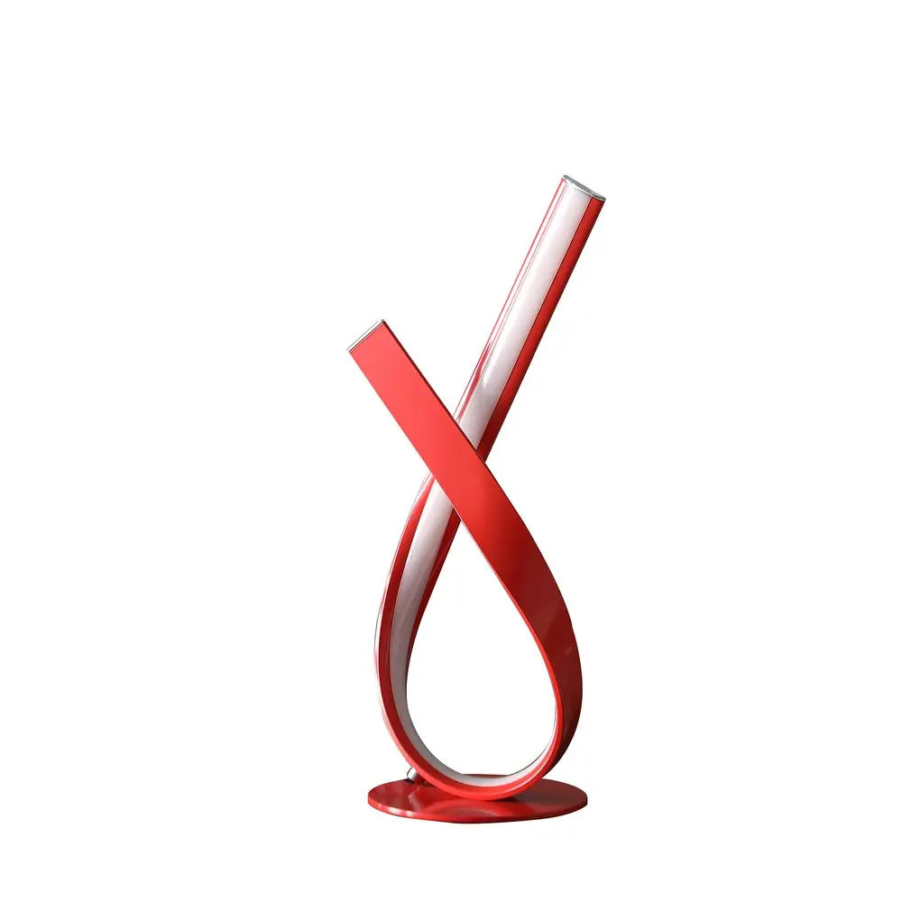 17" Red Modern Abstract Ribbons Table Lamp HomeRoots