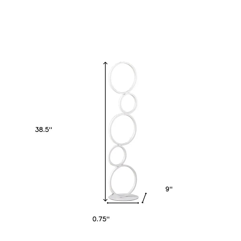 39" White Metal Five Circle Geometric Sculpture LED Table Lamp HomeRoots