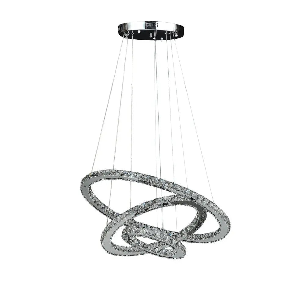 Silver Metal and Crystals LED Dimmable Chandelier HomeRoots