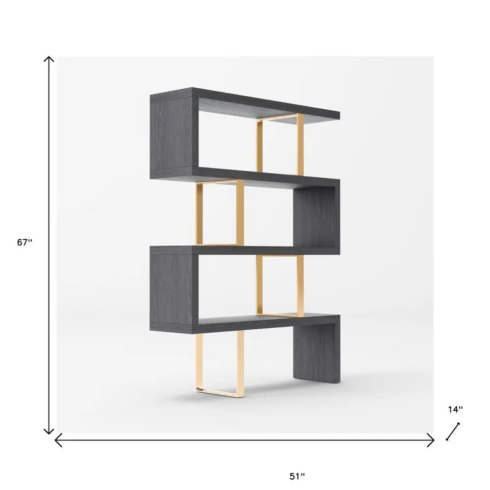 Gold And Gray Four Tier Bookcase HomeRoots