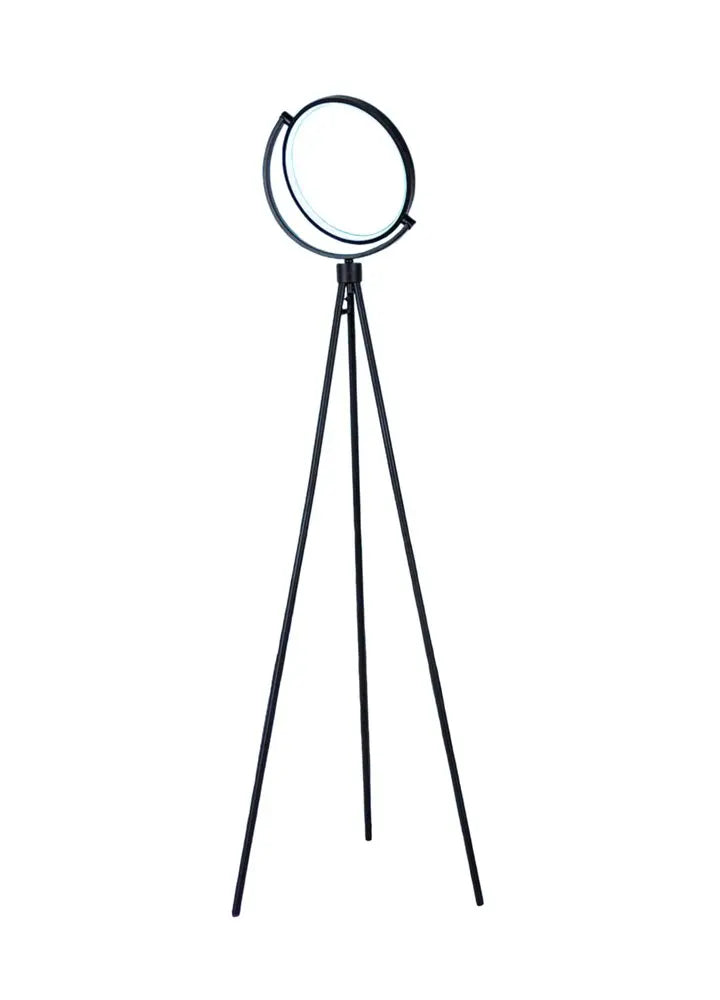 60" Black LED Tripod Floor Lamp With Black Metal Novelty Shade HomeRoots