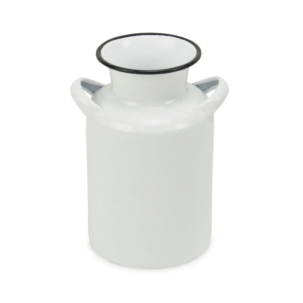 8" Black And White Metal Jug Vase HomeRoots