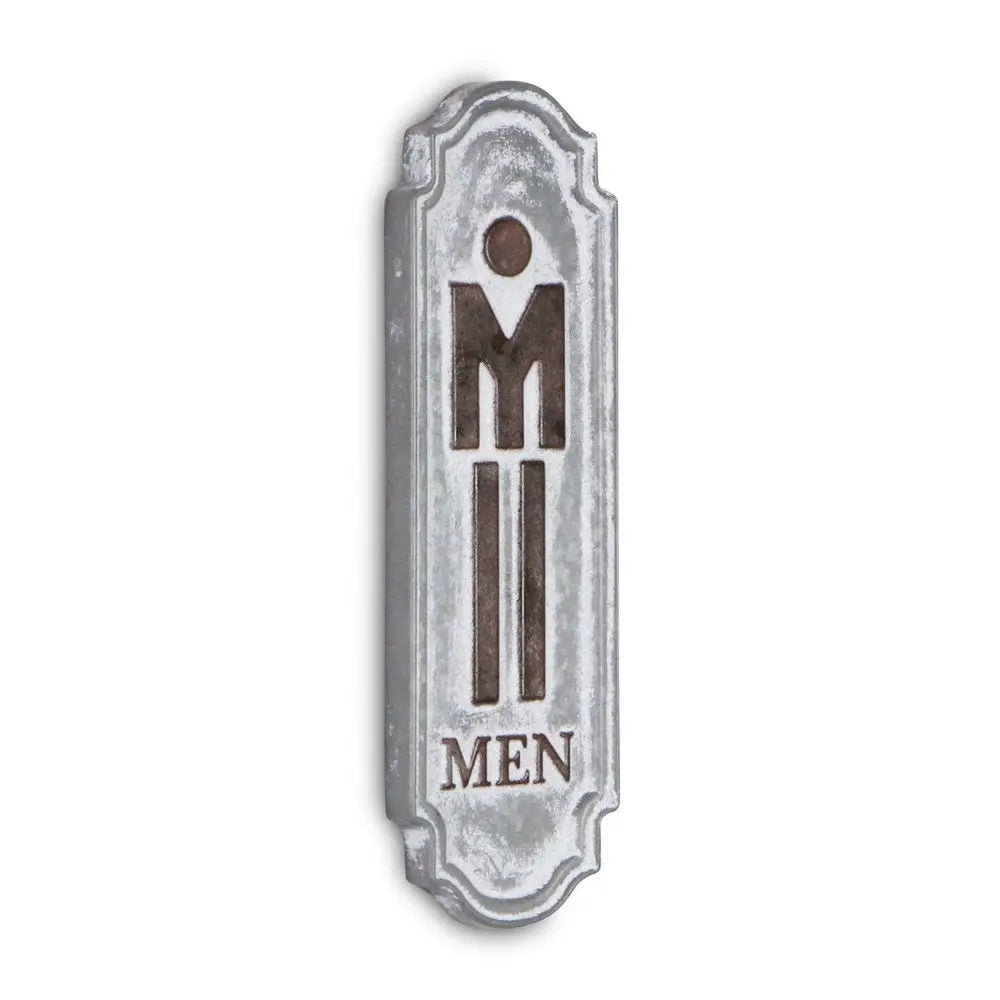 12" X 4" Gray and Brown Handcrafted Mens Room Metal Wall Decor HomeRoots