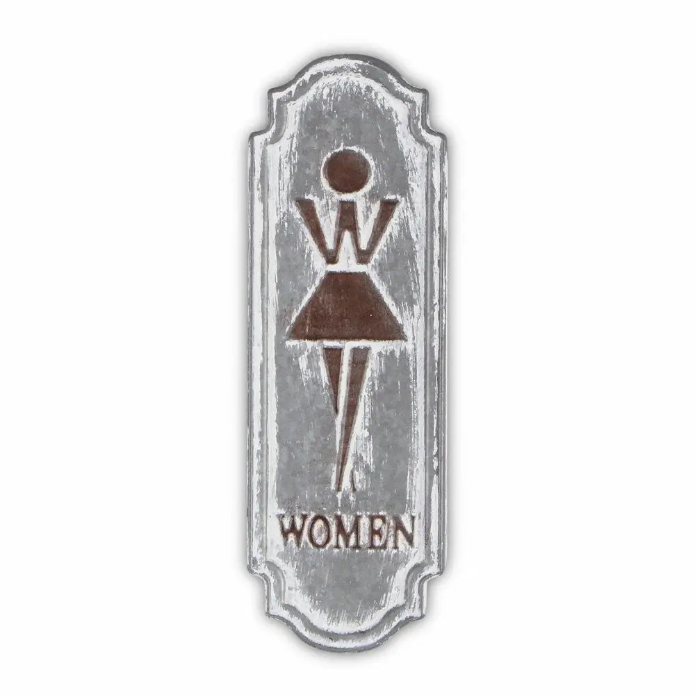 12" X 4" Gray and Brown Womens Room Metal Wall Decor HomeRoots