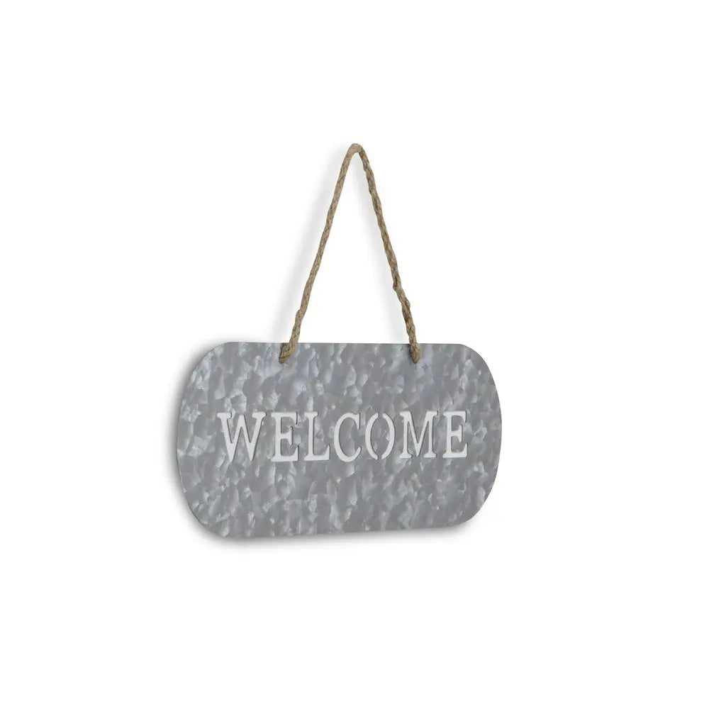 5" X 11" Gray Handcrafted Welcome Galvanized Metal Wall Decor HomeRoots