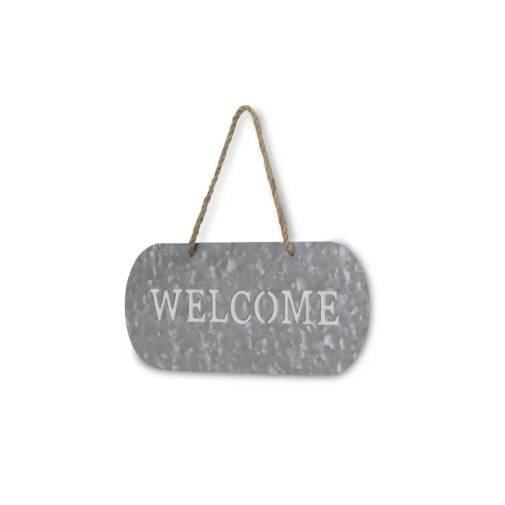 5" X 11" Gray Handcrafted Welcome Galvanized Metal Wall Decor HomeRoots
