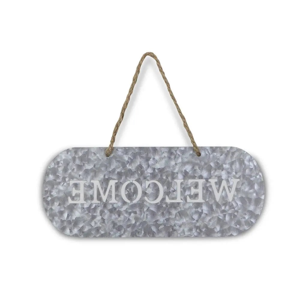 5" X 11" Gray Handcrafted Welcome Galvanized Metal Wall Decor HomeRoots