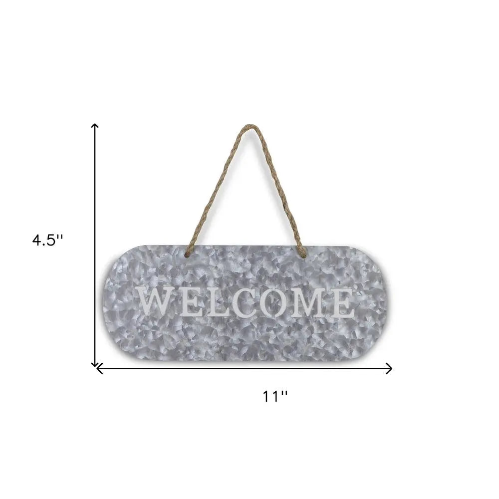 5" X 11" Gray Handcrafted Welcome Galvanized Metal Wall Decor HomeRoots