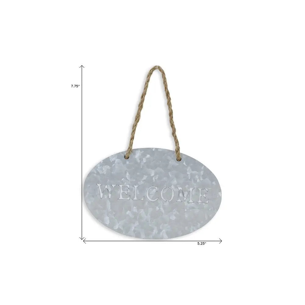 5" X 8" Gray Handcrafted Welcome Galvanized Metal Wall Decor HomeRoots