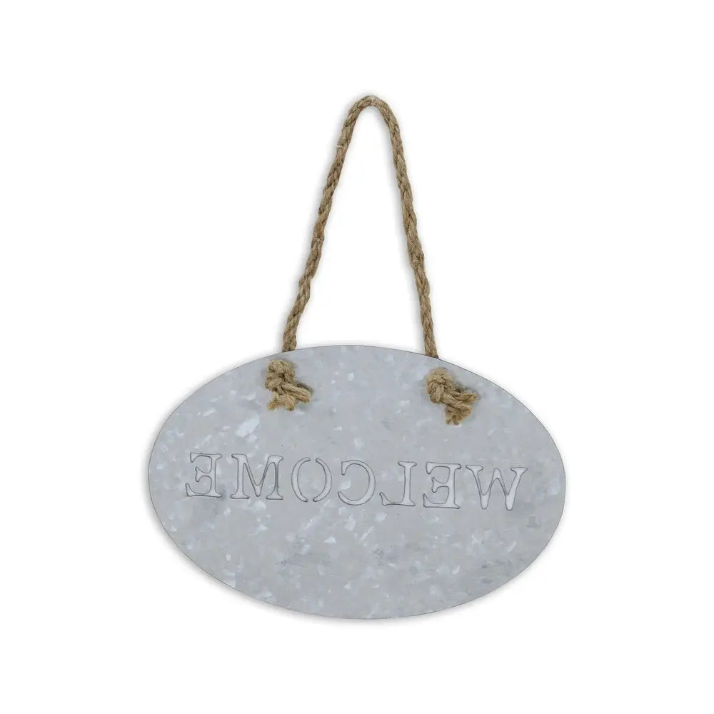 5" X 8" Gray Handcrafted Welcome Galvanized Metal Wall Decor HomeRoots