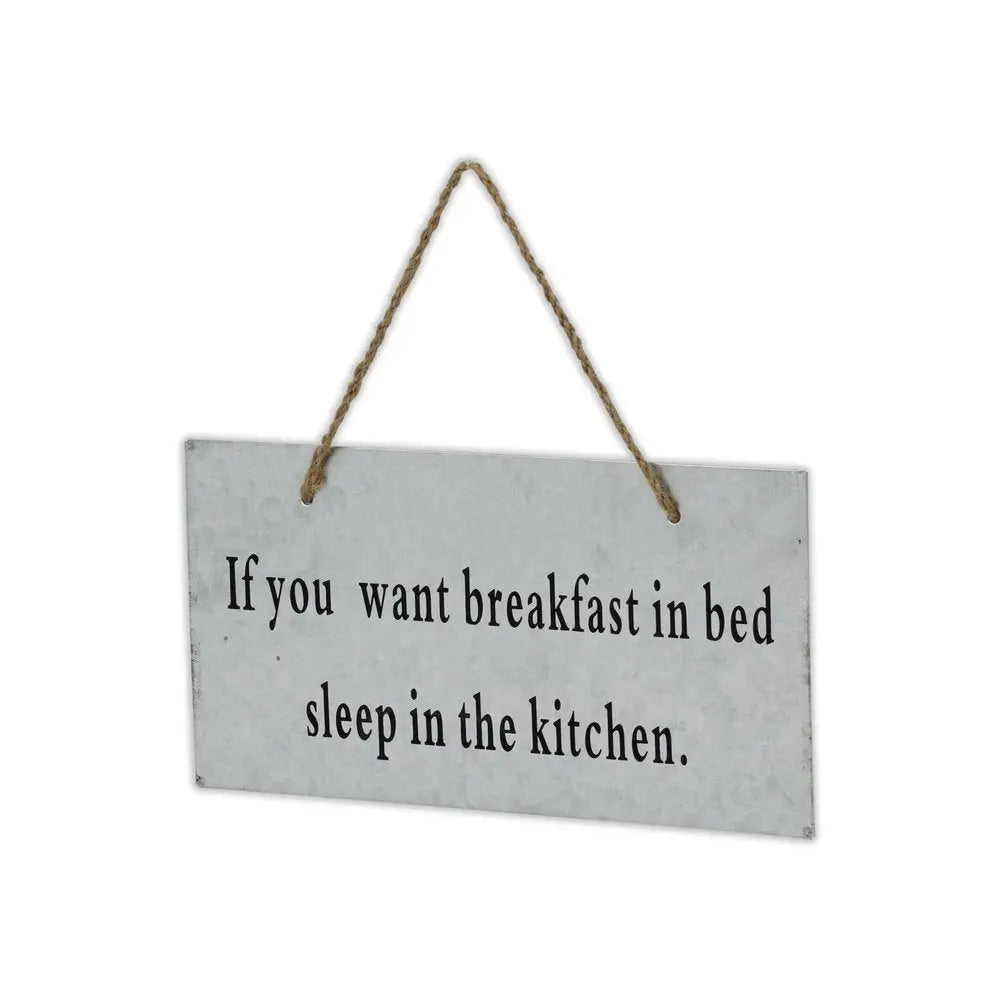 6" X 12" Gray Handcrafted Breakfast In Bed Galvanized Metal Wall Decor HomeRoots