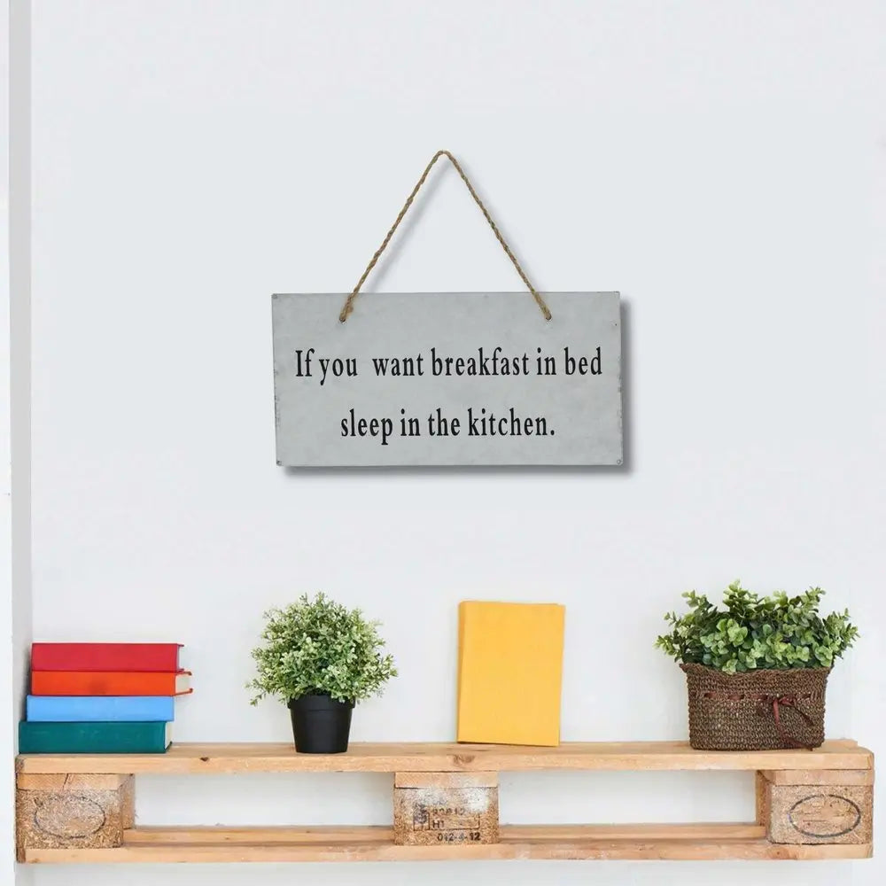 6" X 12" Gray Handcrafted Breakfast In Bed Galvanized Metal Wall Decor HomeRoots
