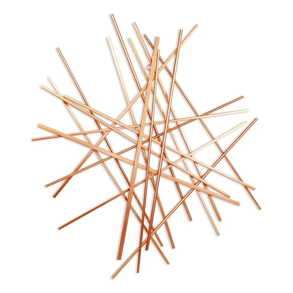 35" X 34" Rose Gold Metal Abstract Lines Hanging Dimensional Sculpture HomeRoots