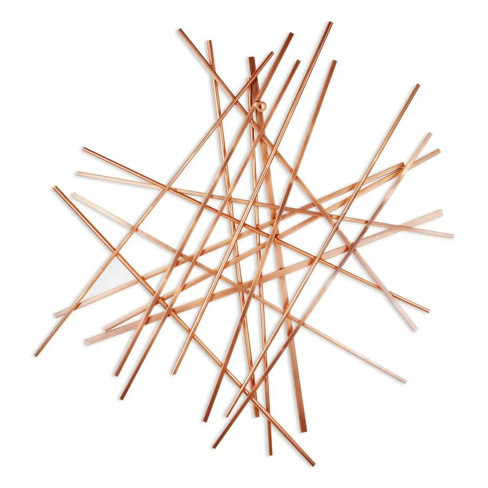 35" X 34" Rose Gold Metal Abstract Lines Hanging Dimensional Sculpture HomeRoots