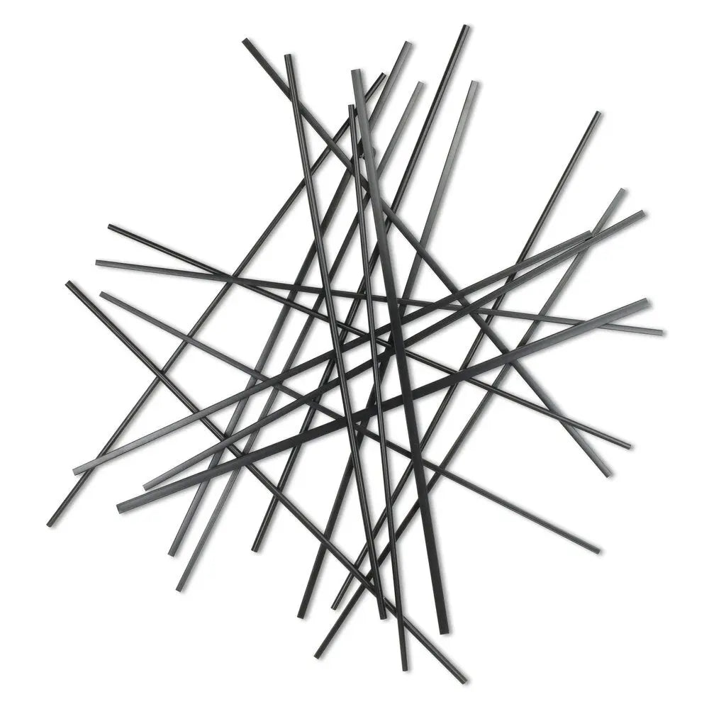 35" X 34" Black Metal Abstract Hanging Dimensional Sculpture HomeRoots