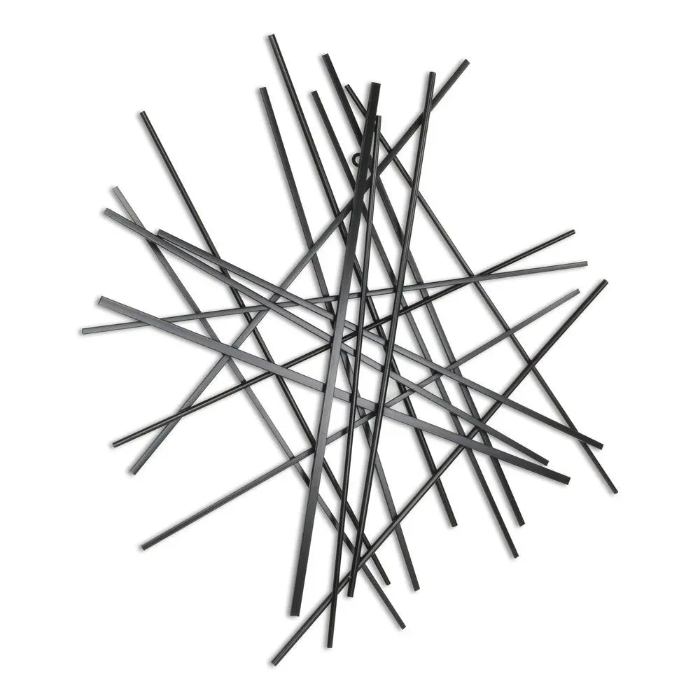 35" X 34" Black Metal Abstract Hanging Dimensional Sculpture HomeRoots