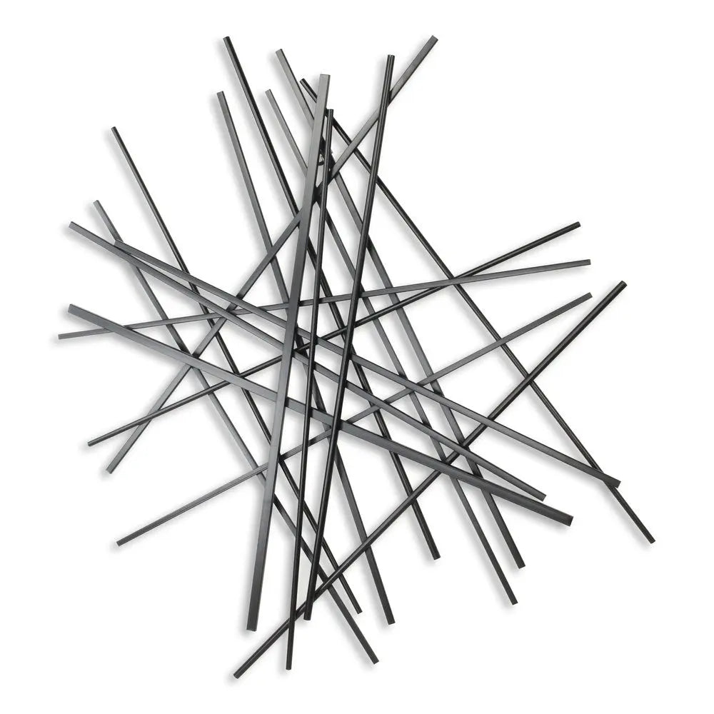 35" X 34" Black Metal Abstract Hanging Dimensional Sculpture HomeRoots