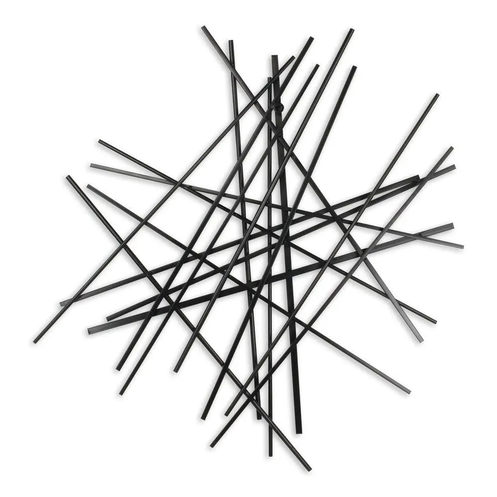 35" X 34" Black Metal Abstract Hanging Dimensional Sculpture HomeRoots