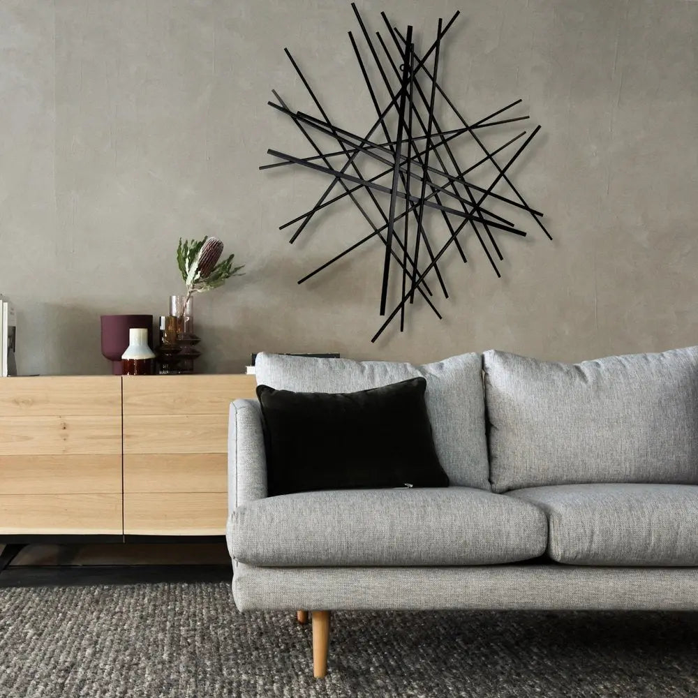 35" X 34" Black Metal Abstract Hanging Dimensional Sculpture HomeRoots