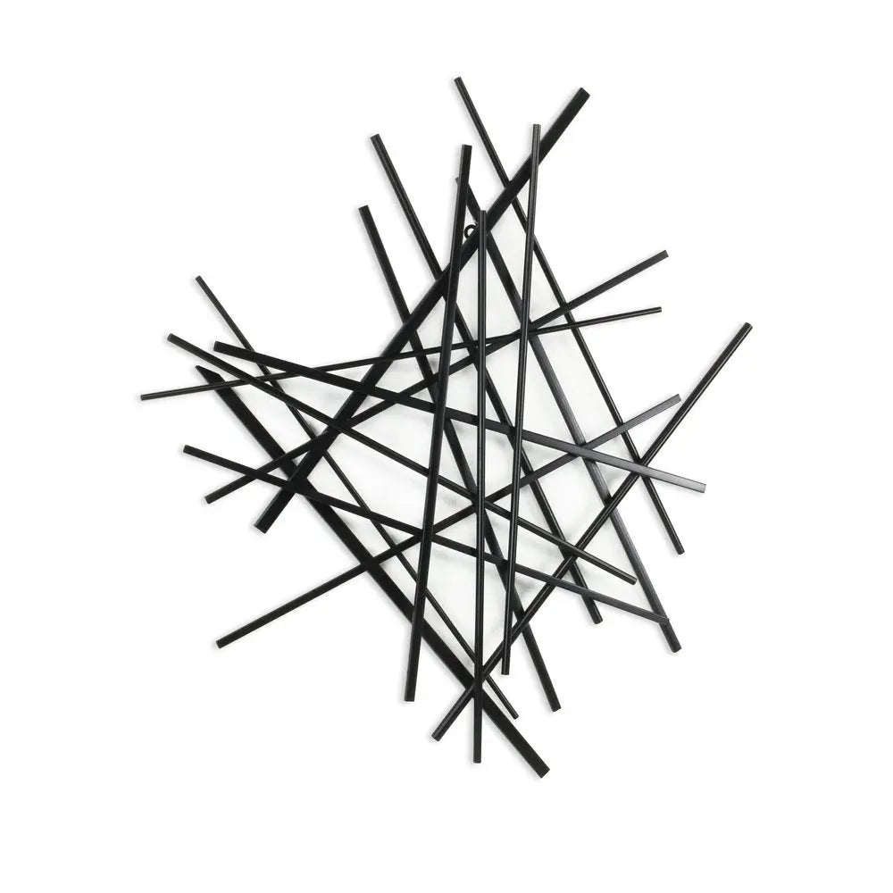 29" X 27" Black Metal Novelty Abstract Hanging Dimensional Sculpture HomeRoots