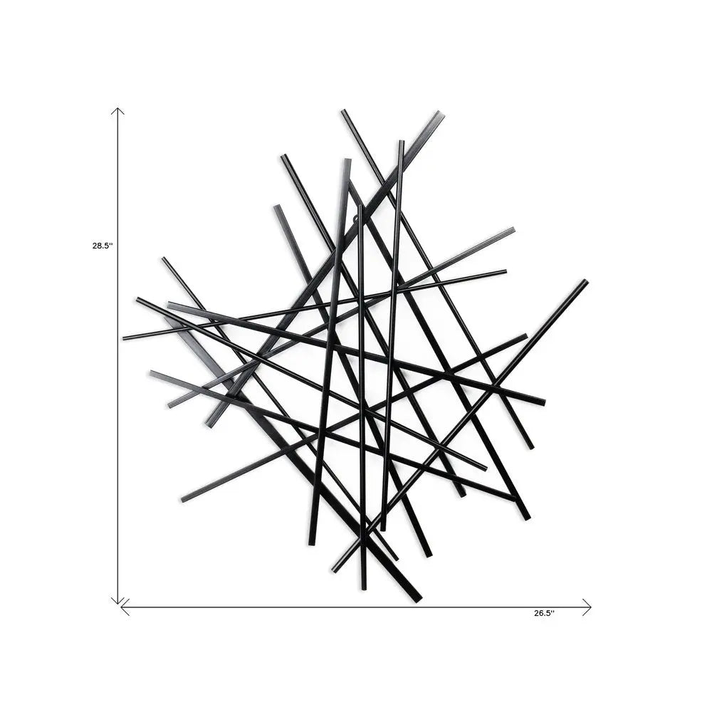 29" X 27" Black Metal Novelty Abstract Hanging Dimensional Sculpture HomeRoots