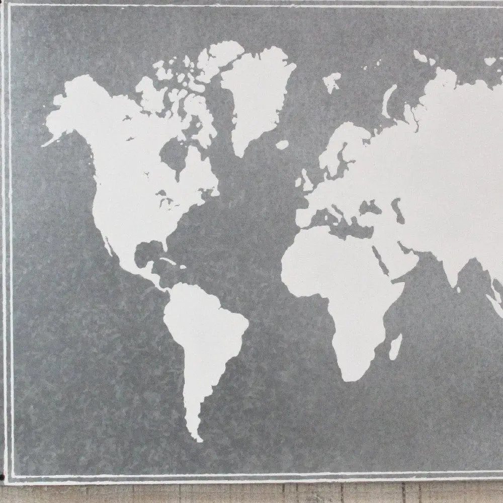 25" X 34" Brown and Gray Wood and Metal World Map Hanging Dimensional Sculpture HomeRoots