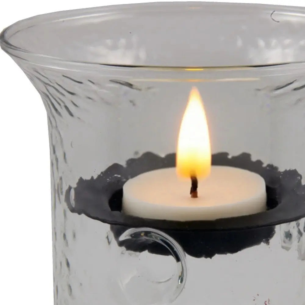 4" Clear Glass Tabletop Hurricane Candle Holder With Candle HomeRoots